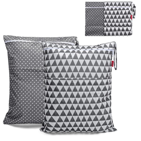 Damero 2 Pcs Large Travel Laundry Bag, Large Wet Dry