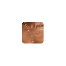 LXONTSG Layered Women's Necklace, Gold Layered Necklace, Layered Necklace, Women, Multilayer Necklace with Paper Clip, Layered Necklace Jewellery, Send to Mother, Wife, Girlfriend, Standard, Gold, No