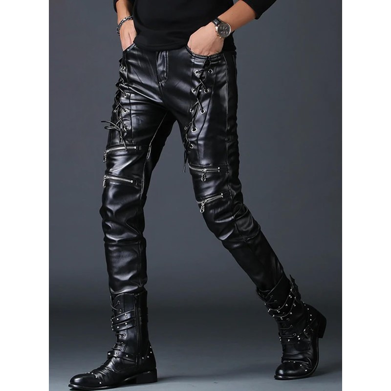 Idopy Men`s Rock Steampunk Gothic Lace Up Cosplay Party PU
