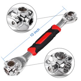 AIMIXUN 52 in 1 Universal Socket Wrench, Stainless Steel Professional Multifunction Wrench Tool with 360 Degree Rotating Head, Spanner Tool with Rubber Handle, for Home and Car Repair
