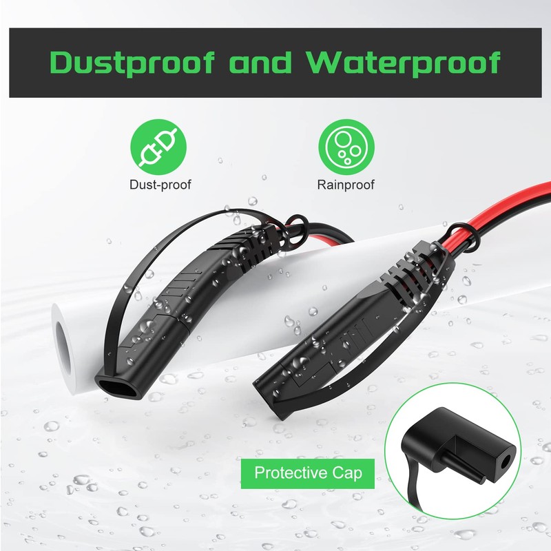 SAE 10FT 16AWG Battery Charger Extension Cord with Quick Disconnect