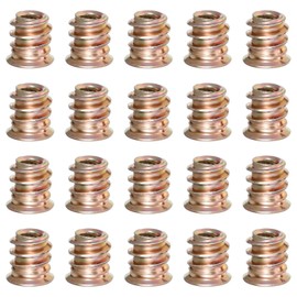 20Pcs M5 Threaded Inserts for Wood, M5x10mm Furniture Nuts Carbon Steel Hex Drive Threaded Inserts Thread Fastener Connector for Wood Furniture Assortment
