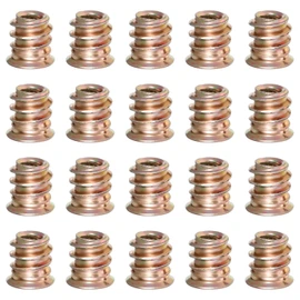20Pcs M5 Threaded Inserts for Wood, M5x10mm Furniture Nuts Carbon Steel Hex Drive Threaded Inserts Thread Fastener Connector for Wood Furniture Assortment