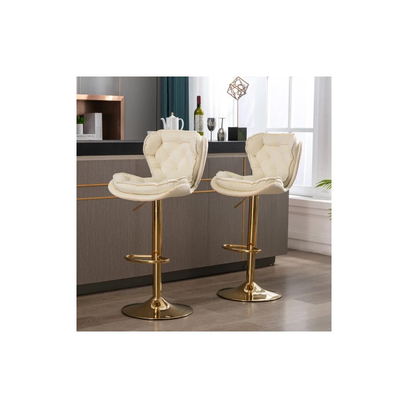 Set 2 Modern Lightweight Bar Stools Chrome Footrest Base Swivel