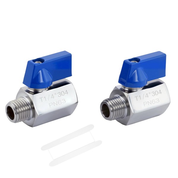 Shinyerpan 2Pieces NPT1/4 Ball Valve index,NPT1/4Female-NPT1/4Male304 Stainless Steel, For Air,Toilet,Shower