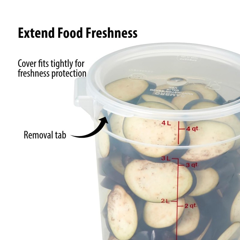 Lumintrail Cambro 4 Quart Round Food Storage Container, Translucent, with