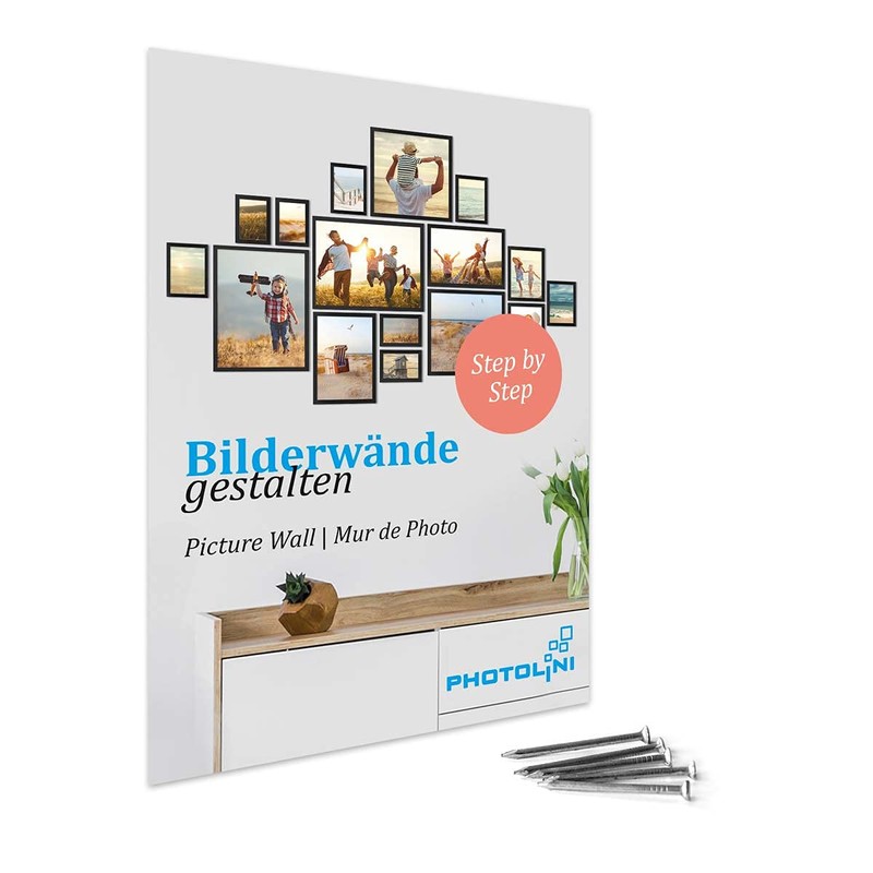 Photolini Black, Narrow, Solid Wood Picture Frame with Acrylic Glass