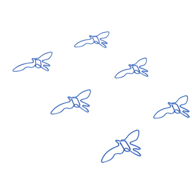 100pcs Blue Birds Paper Clips Creatively Cute Plated Metal Bookmark