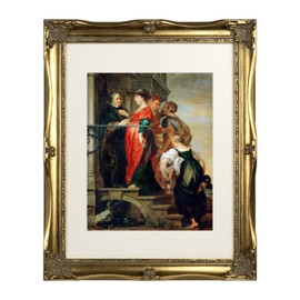 Tacomany Vintage Gold Ornate Baroque Carved Wood Picture Frame with Mat (5x7, Gold)