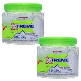 Xtreme Pro-Expert Clear Styling Hair Gel. Alcohol Free, 24-Hours Xtreme Control With Aloe Vera,15.87 Oz jar (Pack of 2)