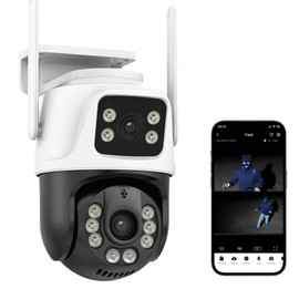 Security Cameras Wireless Outdoor 2.4G WiFi Home Security Cameras Outdoor Dual Lens Linkage 360°View 4MP Two-Way Talk,AI Detection,Full-Color Night Vision,Auto Tracking,Light Alarm,24/7 Recording
