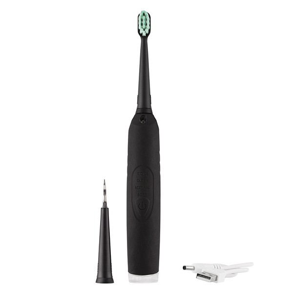 Cepillo de dientes eléctrico Sonic con raspador de dientes para quitar placa de sarro, recargable por USB
