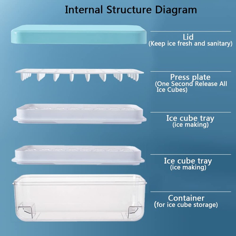 Press Type Ice Cube Maker, Ice Cube Trays with Lid