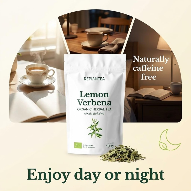 REPLANTEA Organic Lemon Verbena Tea 100g | Premium Cut Leaves