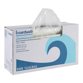 Boardwalk Reclosable Food Storage Bags, 1 gal, 1.75 mil, 10.5" x 11", Clear, 250/Box