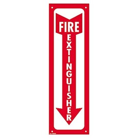 Cosco Sign, Glow in Dark, FIRE Extinguisher, 4" x 13", Red and White (098063)