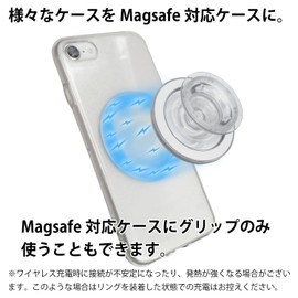 SGP-MGT-01 Smartphone Grip, Drop Prevention, Magnetic Ring, Compatible with MagSafe, Strong Magnetic, Smartphone Stand, Smartphone Holder, Clear, Wireless, Charging, Sparkling Round