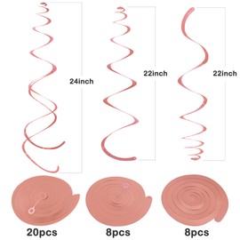 Rose Gold Swirls Decorations Hanging Swirl Decorations 36 Pcs Rose Gold Streamers for Party Decorations