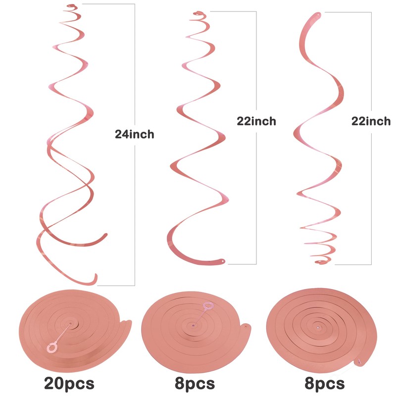 Rose Gold Swirls Decorations Hanging Swirl Decorations 36 Pcs Rose