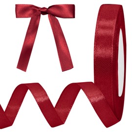 Luomorgo 1/2 Inch Satin Ribbon, 25 Yards Burgundy Satin Ribbon, Fabric Ribbon for Gift Wrapping, Flower Bouquet, DIY Craft, Sewing, Wedding, Birthday Party Decorations