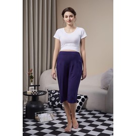 ZUMIY Maternity Lounge Capri Pants, Maternity Cropped Capri Pregnancy, Light Relaxed Soft Touch Trousers with Pockets (XXL,Navy Blue)