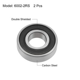 sourcing map Pack of 2 Grooved Ball Bearings 6001-2RS Z2 Double Shielded Carbon Steel 12 mm x 28 mm x 8 mm