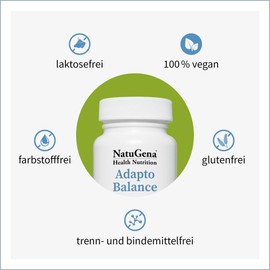 NautuGena AdaptoBalance/Rhodiola rosea & Roter Ginseng/Bioaktives Vitamin B5 / 60 Kapseln (1-Monats-Packung)