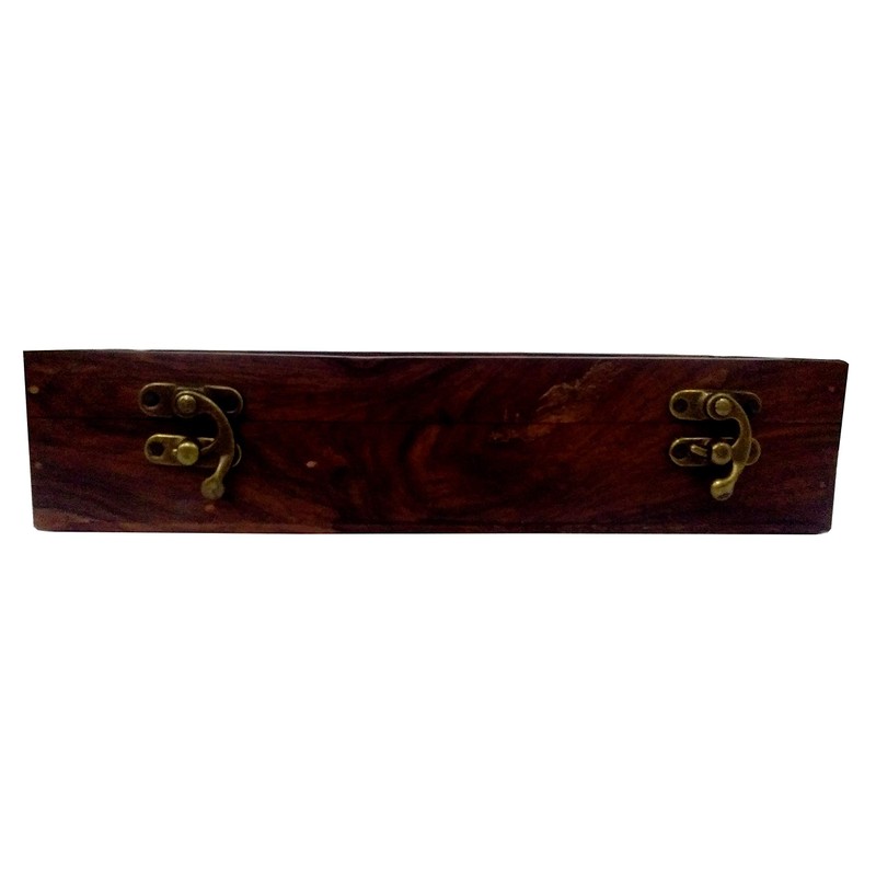 Purpledip Wooden Box: 3 Compartment Case with Transparent Cover -