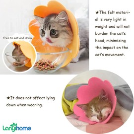Lanyihome Adjustable Cat Recovery Collar - Cute Flower Neck Cat Cones After Surgery, Set of 2 Cat E Collar, Surgery Recovery Elizabethan Collars for Kitten and Cats S Size (2 pcs)