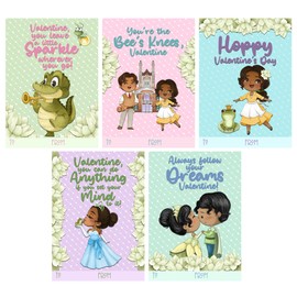 Silly Goose Gifts Princess Frog Jazz Themed Valentines Day Card for Kids School Classroom Exchange (Set of 25)