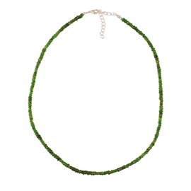 Natural Russian Chrome Diopside Faceted Rondelle Beaded Necklace Gemstone Jewelry, Gift For Her, Silver Jewelry for Women 18 Inch Chain, Christmas Gift