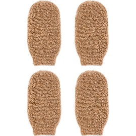 Guantes Exfoliantes de Yute 4 Piezas Ducha, Depurador Corporal Portátil, Guantes de Baño sin Dedos, Espuma Rápida para Eliminar Piel Muerta y Limpieza Profunda del Cuerpo