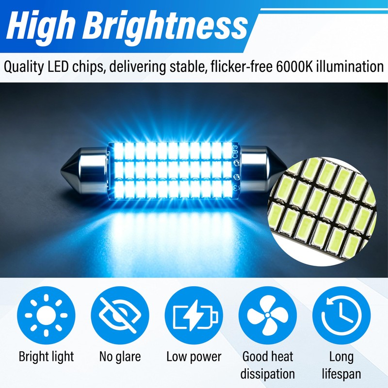 24 PCS LED Interior Car Lights, T10 31mm 41mm LED