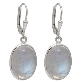 I-be, Rainbow Moonstone Gemstone Earrings Oval 925 Silver Length 3.5 cm in Gift Box 397912 g KB, Silver, Labradorite
