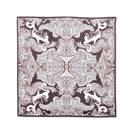 Neptune Marbling Women's Silk Square Scarf – Hand-Designed Monochrome Marbled Print, Black, White & Brown