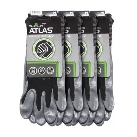 Showa 4 Pairs Black Atlas Showa 370 Nitrile Glove Garden Work Paint Landscaping - XL