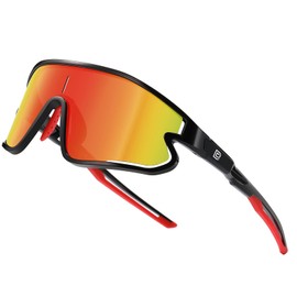 DUCO Polarized Sports Sunglasses for Men and Women Protection Ideal for Fishing Cycling and Running Mountain Biking DC0046 (Black Frame Revo Orange Lens)