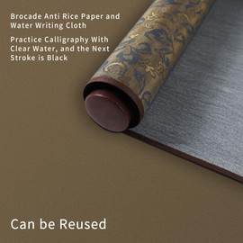 Corciosy Calligraphy Cloth, Reusable Chinese Calligraphy Practicing Tool Magic Water Painting Paper Ten Thousand Times Writing Cloth Scroll for Home School (Green)