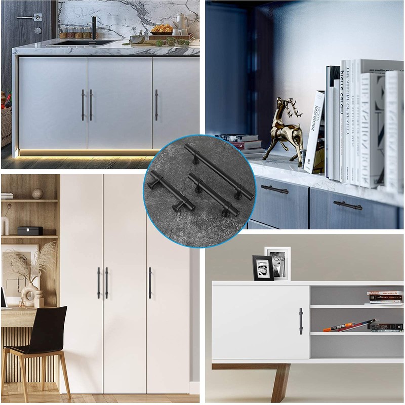 goldenwarm 10 Pack Black Cabinet Pulls Kitchen Cupboard Handles -