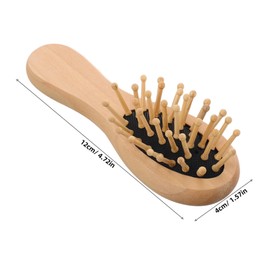 Outanaya Mini Wooden Hairbrush Portable Paddle Comb with Static Cushion Versatile Massager for Thick Long Hair for Relaxing Scalp Massage Travel Use