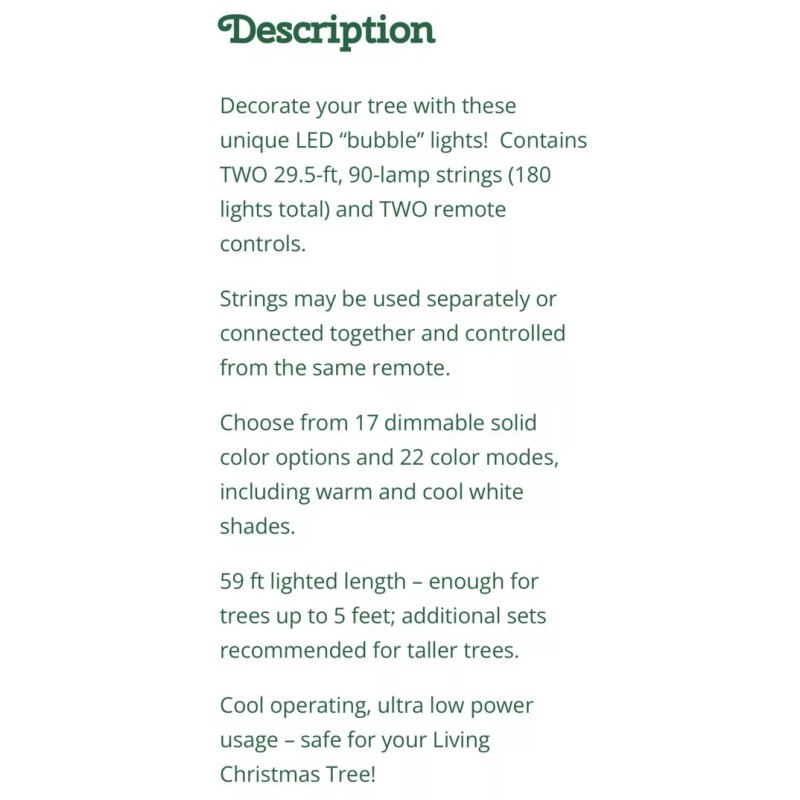 Enbrighten LED Color Changing Bubble Lights 2x29.5ft w/Remote 180 Bulbs