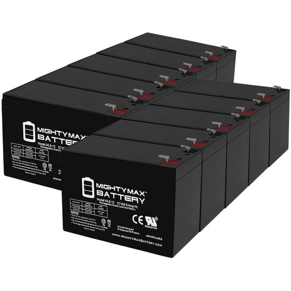 Mighty Max Battery ML9-12 - 12 Volt 9 AH SLA Battery - Pack of 10 Brand Product