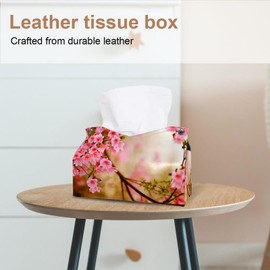 2 Pack Tissue Box Cover Holder, Spring Flowers Butterflies Tulips Rectangle Leather Tissue Case, Decorative Organizer for Tabletop, Bathroom, Car, Office