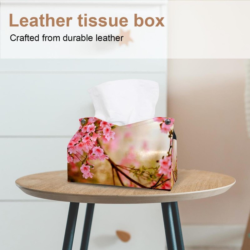 2 Pack Tissue Box Cover Holder, Spring Flowers Butterflies Tulips