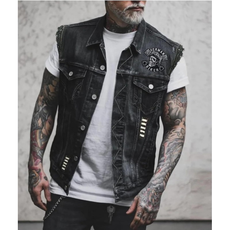Embroidered iron-on patch biker "German biker" | for sew-on/iron-on |