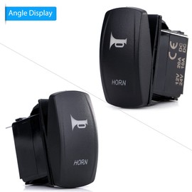 Aramox 3 Pin Horn On Off Toggle Switch with Blue LED Work Light Black Housing for 12V-24V Car Caravan RV Boat Marine
