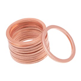 A ABSOPRO Copper Crush Washers Flat Sealing Gaskets Rings M18 x 22mm x 1.5mm (Set of 10)