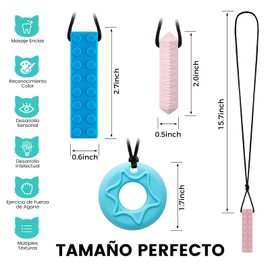 Mordedor para Bebés, 8 Piezas Mordedor de Silicona Sin BPA, Collar Mordedor Sensorial para Niños, Juguete Sensorial para Bebés y Niños Pequeños de 3 a 36 Meses, Palitos de Dentición Bebe
