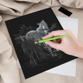 Royal and Langnickel Silver Engraving Art, Mare and Foal
