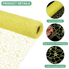 M METERXITY 1-Rolle Jacquard-Netzblumenverpackungspapier, 180 Zoll x 19,7 Zoll Blumenstraußverpackungspapier für die Verpackung von frischen Blumen/Hochzeit/Valentinstag [Gelb]